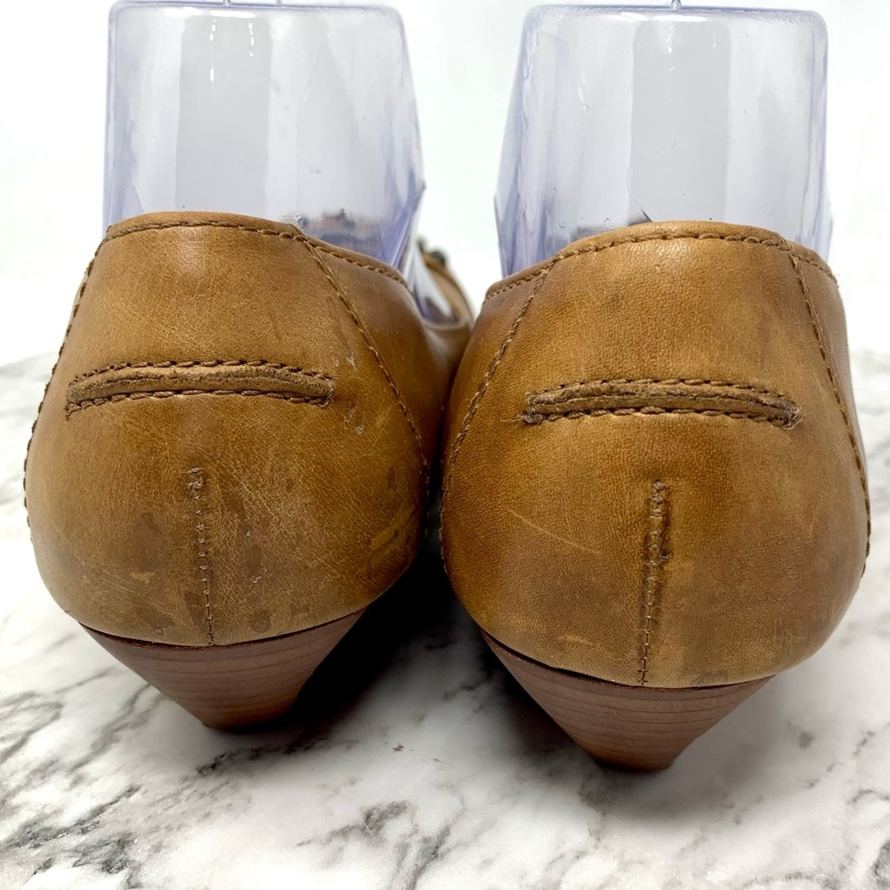 Jessica Simpson Brown Leather Ballet Toe Buckle Wedge Flats 8.5 Classic Preppy - Picture 5 of 16